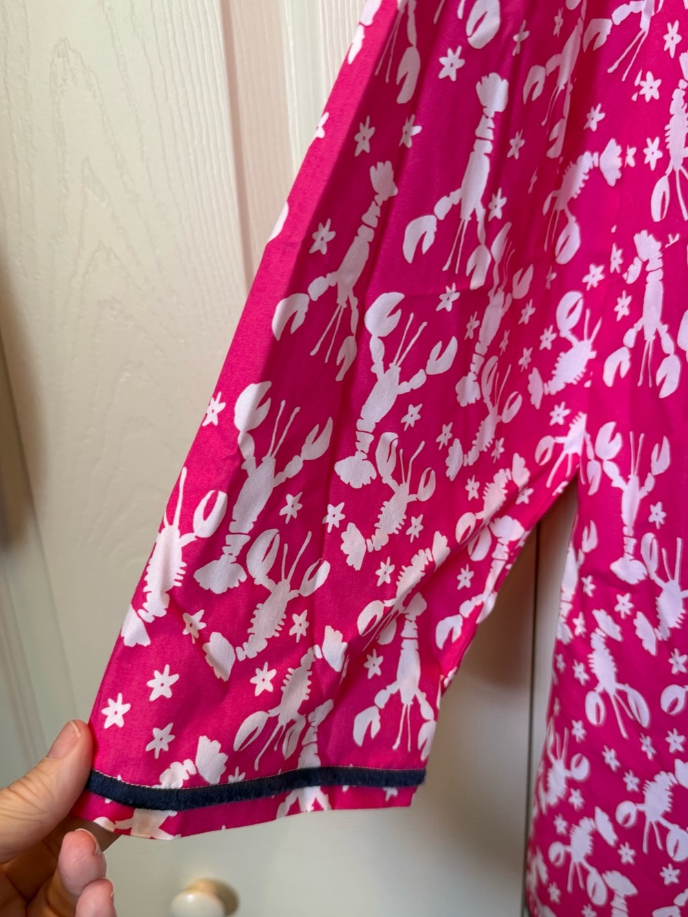 # Talbots 3X Hot Pink & White Lobster Print Tunic with Navy Embroidery - Picture 5 of 8